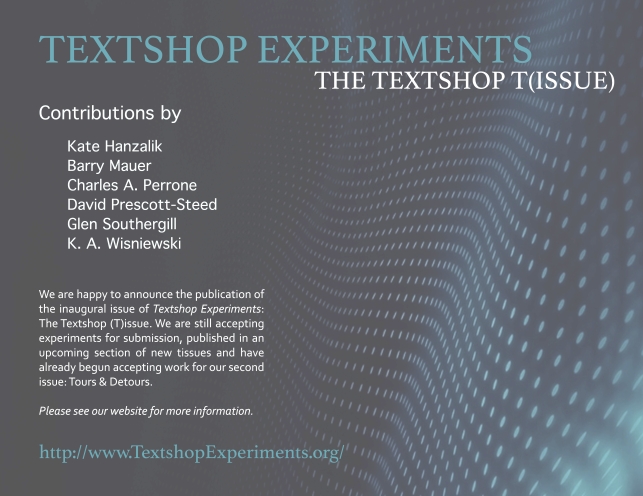 Textshop Experiments Issue 1 Release Poster